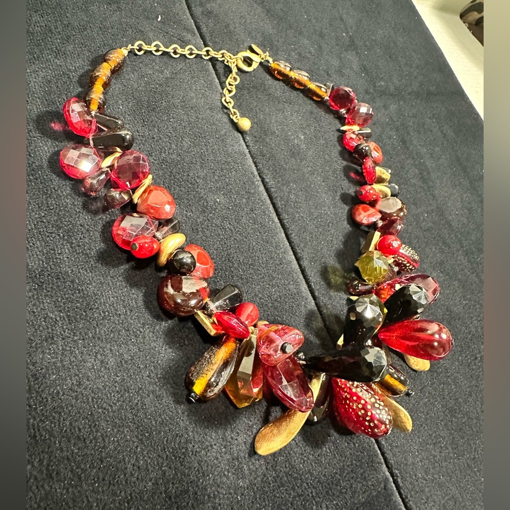 Chico’s Faceted Ruby Red Glass Statement Runway N… - image 3